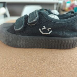 Kids Black Canvas Shoes with Smile Design